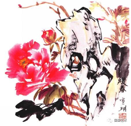  石之|牡丹配湖石怎么画？