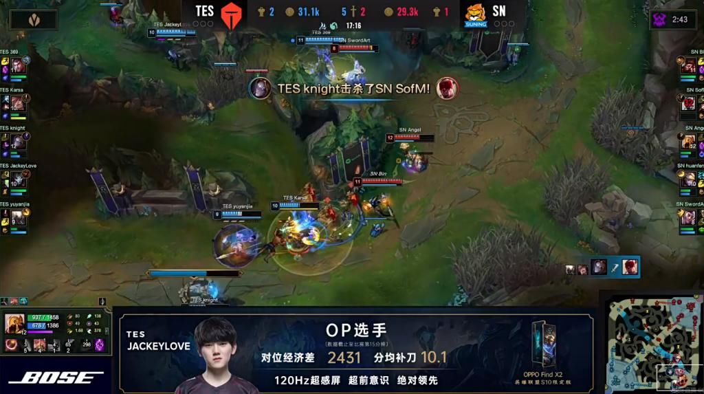 阿水烬|LOL：Bin真假猴王团战连切双C，SN完美团翻盘TES先下一城！
