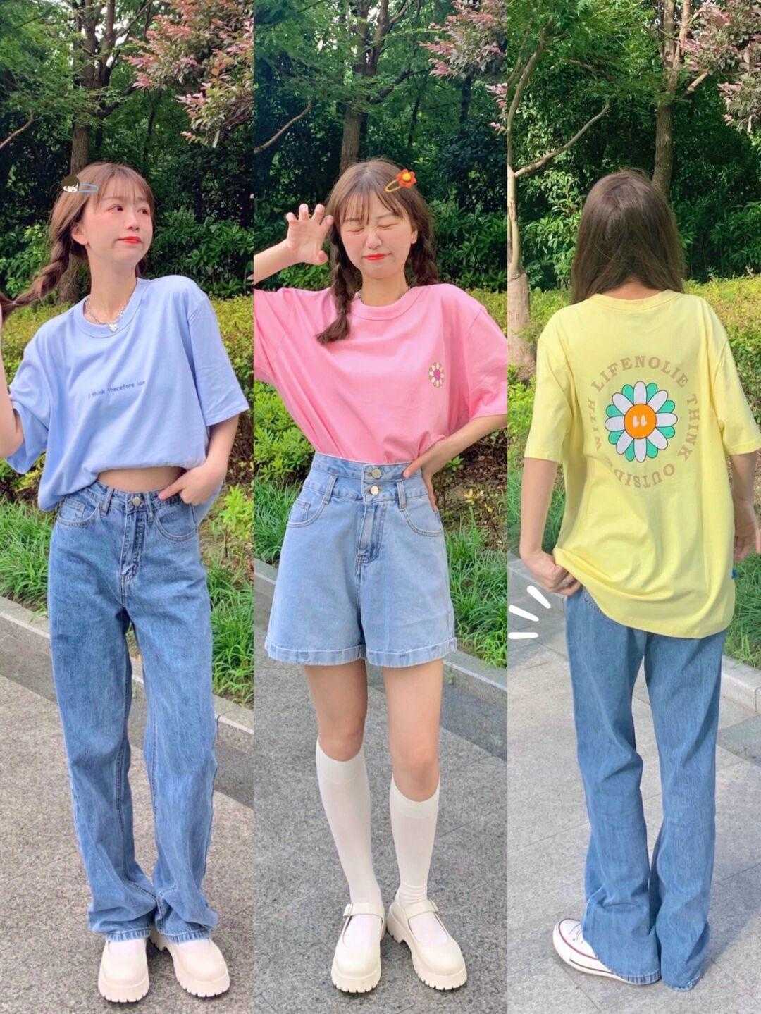 糖果色|今年流行糖果色T恤,可以这样穿,减龄又好看