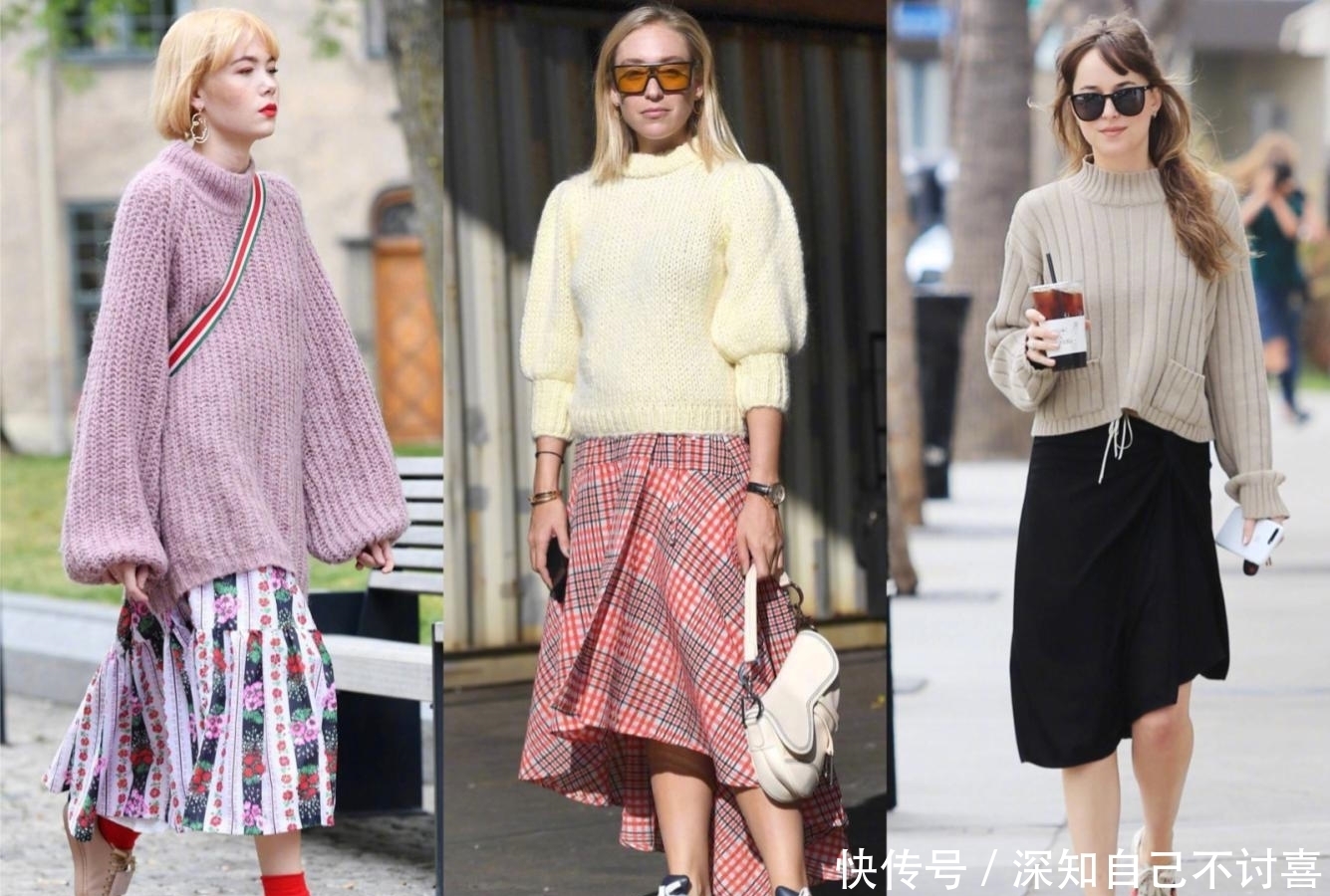 毛衣|毛衣+半身裙,看韩国小姐姐如何诠释,温柔又有女人味的时尚!