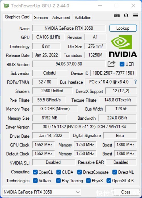 rt|iGame RTX 3050 Ultra W OC 8G游戏显卡首发评测