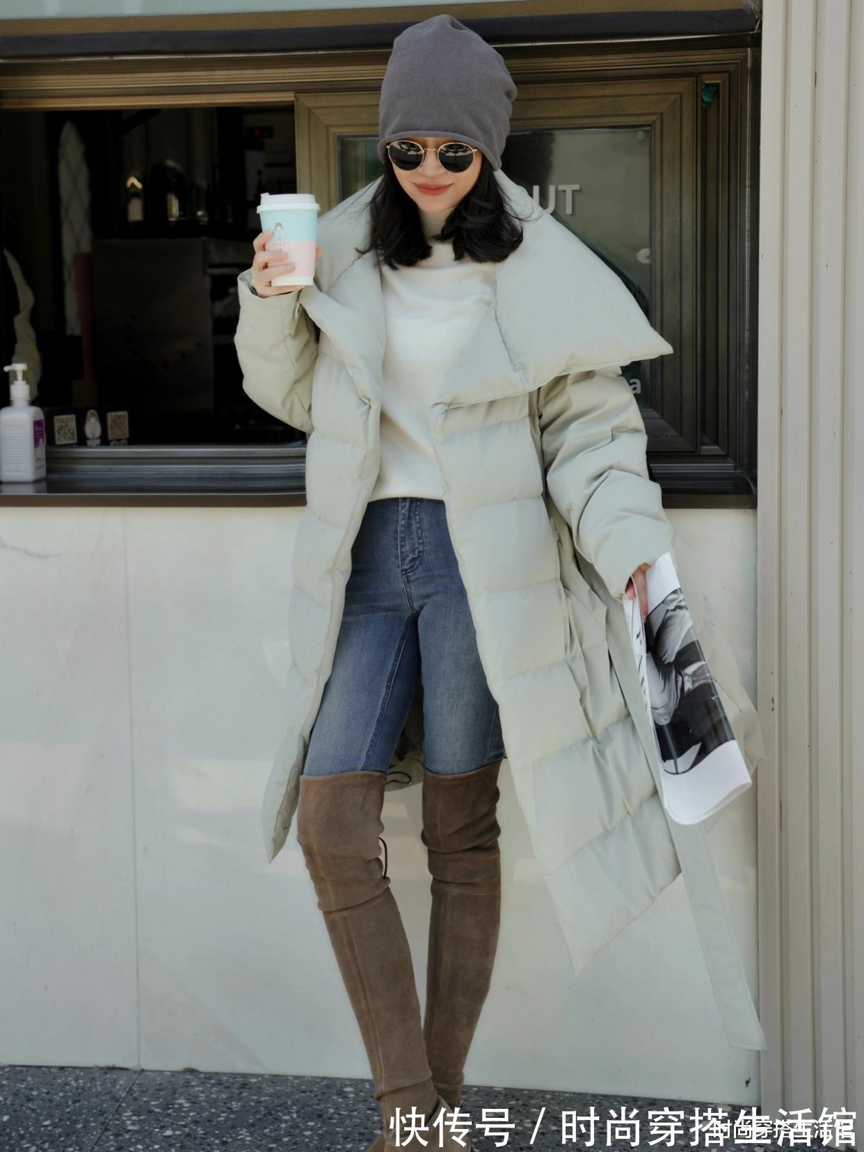 三木|女人尽量不要羽绒服配围巾,学学三木这样穿,时髦耐看又大方