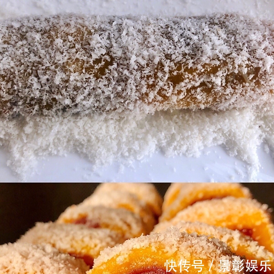 教你做一个又好看又好吃的甜点,南瓜豆沙糯米卷,香甜软糯超好吃