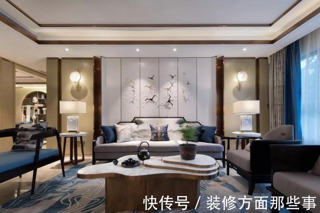 禅意|135平四居室设计,蓝色的新中式设计大开眼界
