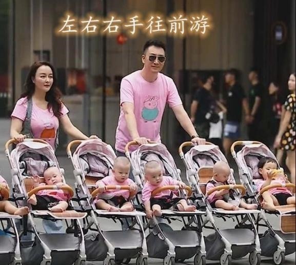 女主人|生下双胞胎姐妹后，又喜得4胞胎兄弟，小两口带娃遛街成风景