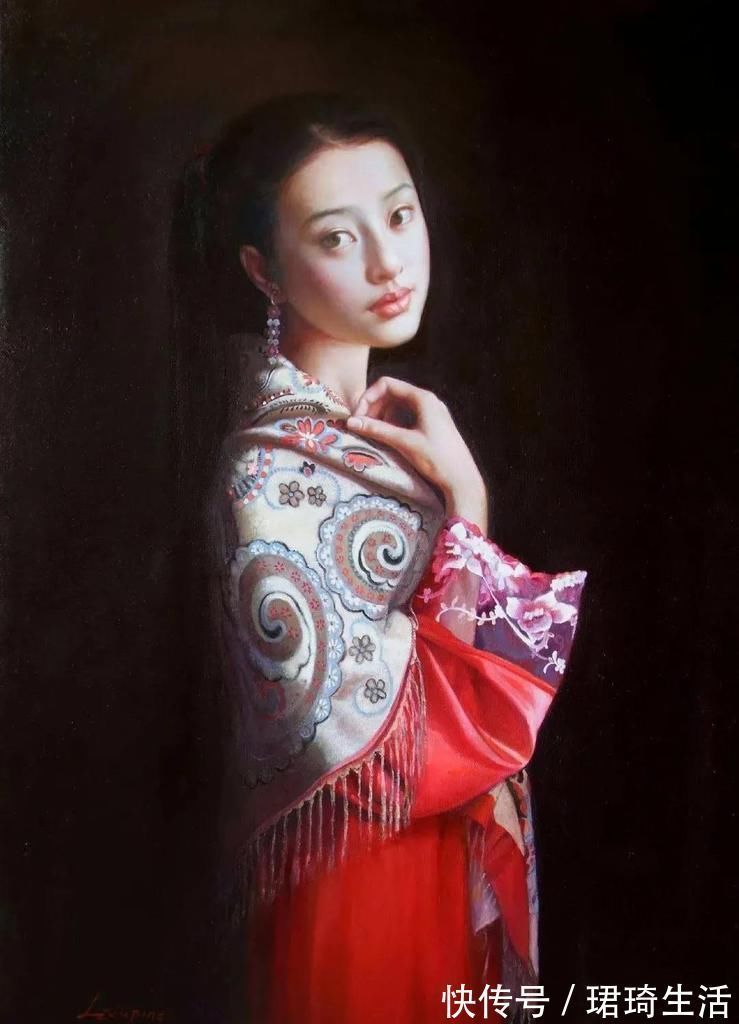 油画作品!她画出有东方的女韵味子,画面有令人惊艳的幻觉