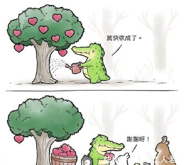 画师绘制暖心小漫画，鳄鱼变成热心大叔，感觉心灵被治愈了