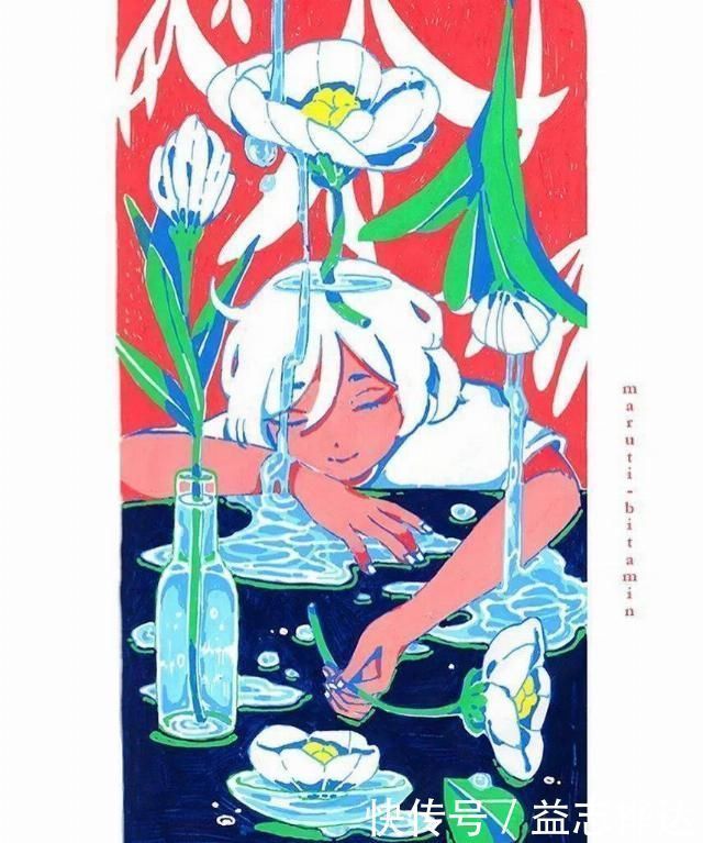 插画$哇马克笔画出水彩般效果,装饰感太强了,简单又漂亮,收藏