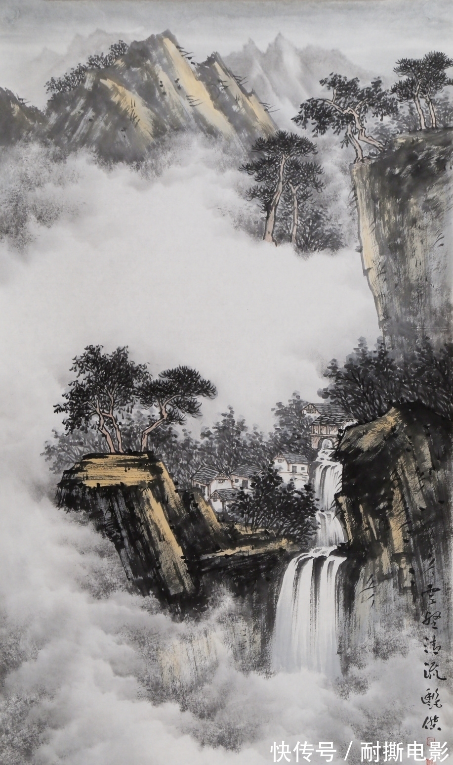 山水画$她的笔墨极具气势,写出山水新皴法