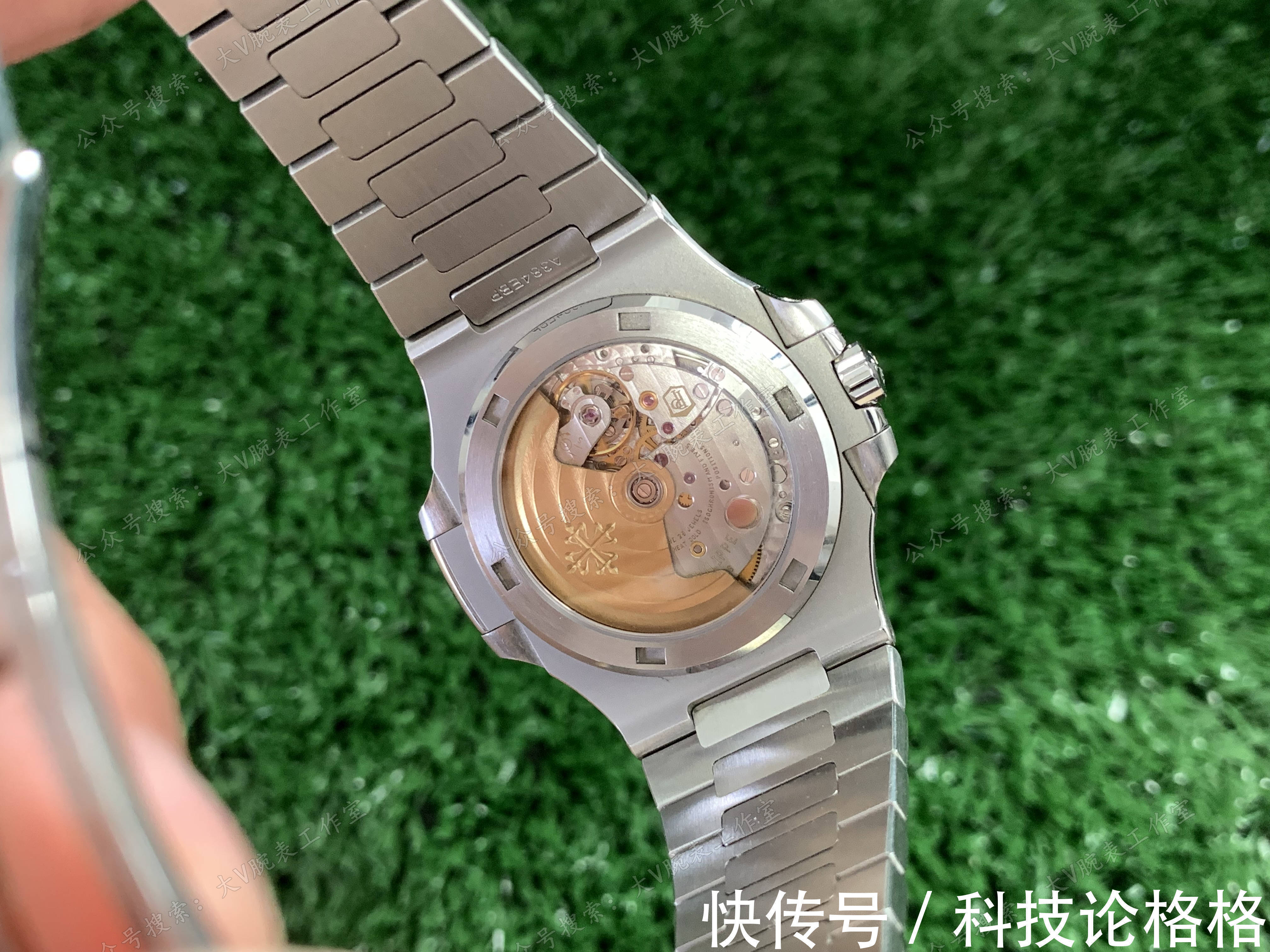 镶钻 橄榄绿色盘面鹦鹉螺改装后镶钻圈口,鹦鹉螺5711绿面无损改装后镶钻腕表!