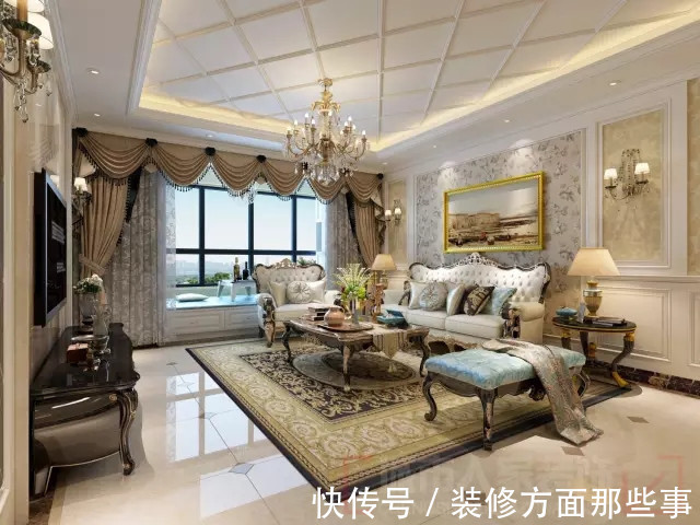 置物架|133平欧式三居室,沙发墙和背景墙一面大气一面优雅