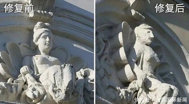 惨遭|画风奇特!西班牙古雕像惨遭遭毁容式修复