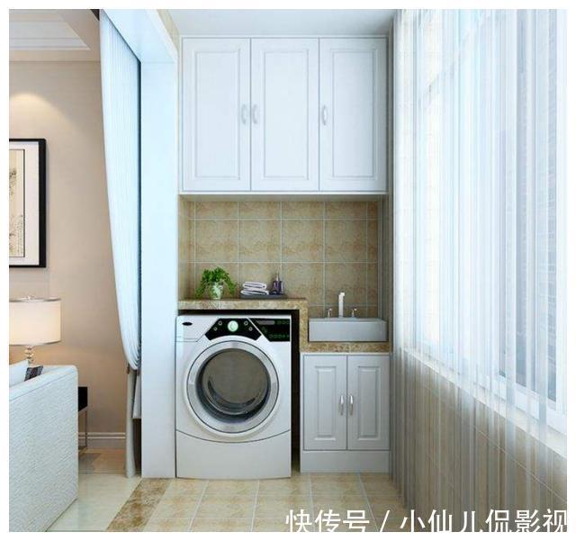 阳台|阳台除了放洗衣机，还应该做个洗手台，能节省时间，多功能实用