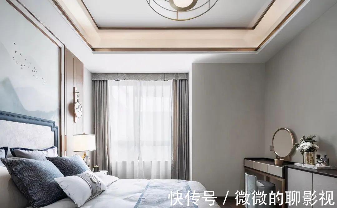烟灰蓝|125㎡现代中式风新房,全屋烟灰蓝配色,清爽明亮!