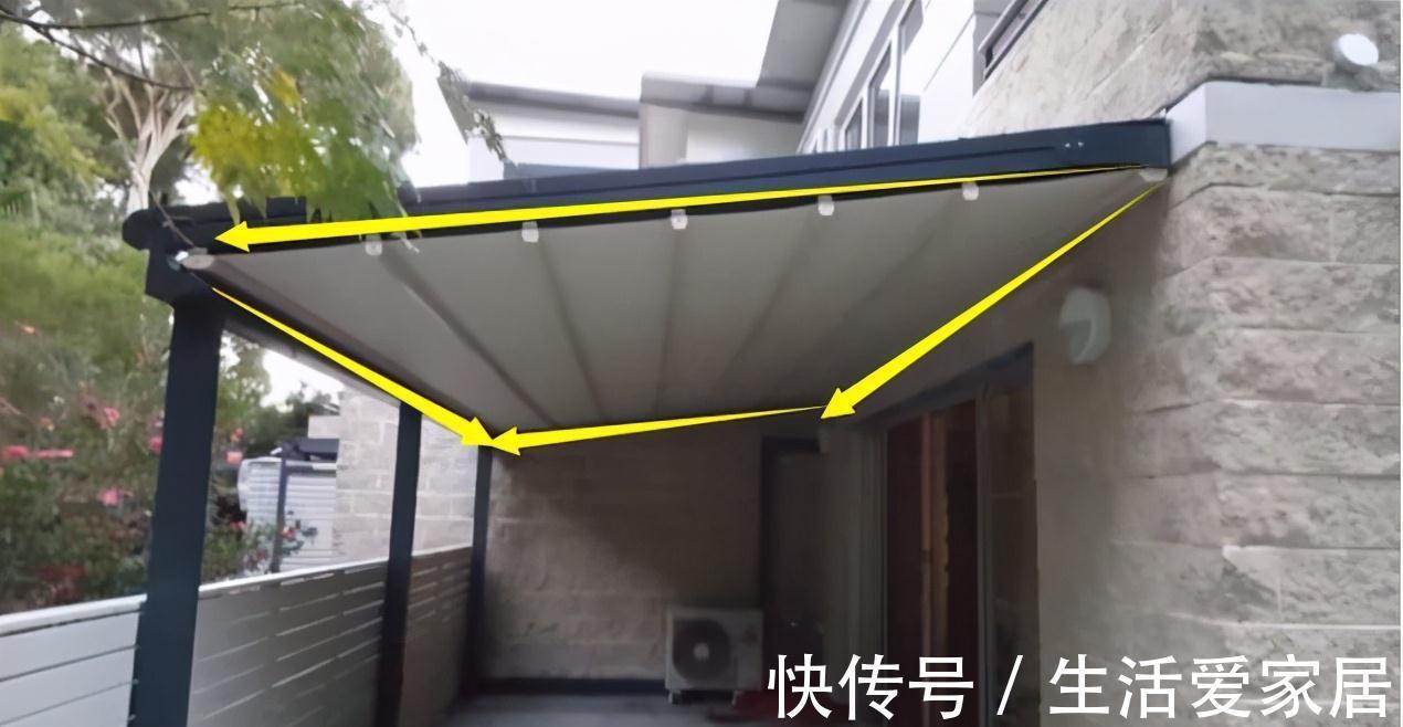 遮阳布|一楼别折腾装阳光房,直接换这种棚,通风遮阳效果好还能一键开合