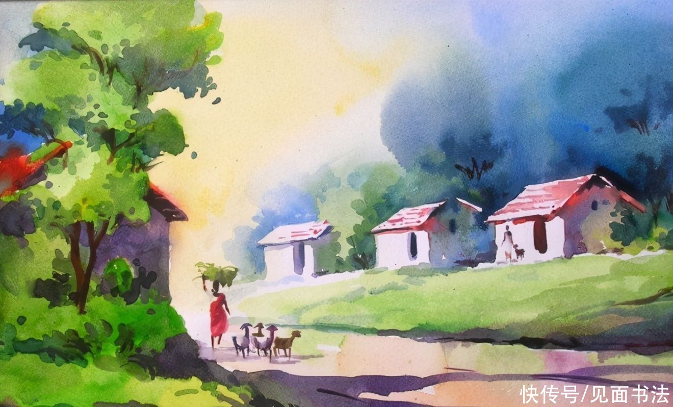  绘画|「愙斋书法」印度Elayaraja水彩绘画作品