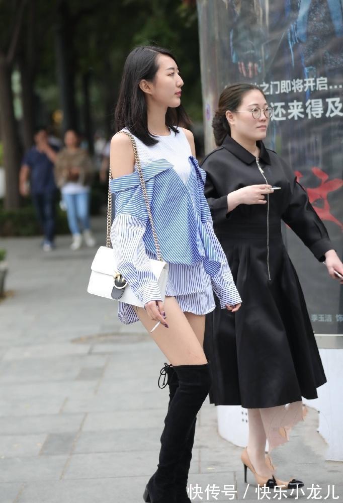 衬衫 美女将两件原本在衣橱吃灰的衬衫利用起来,通过拼接设计显时尚