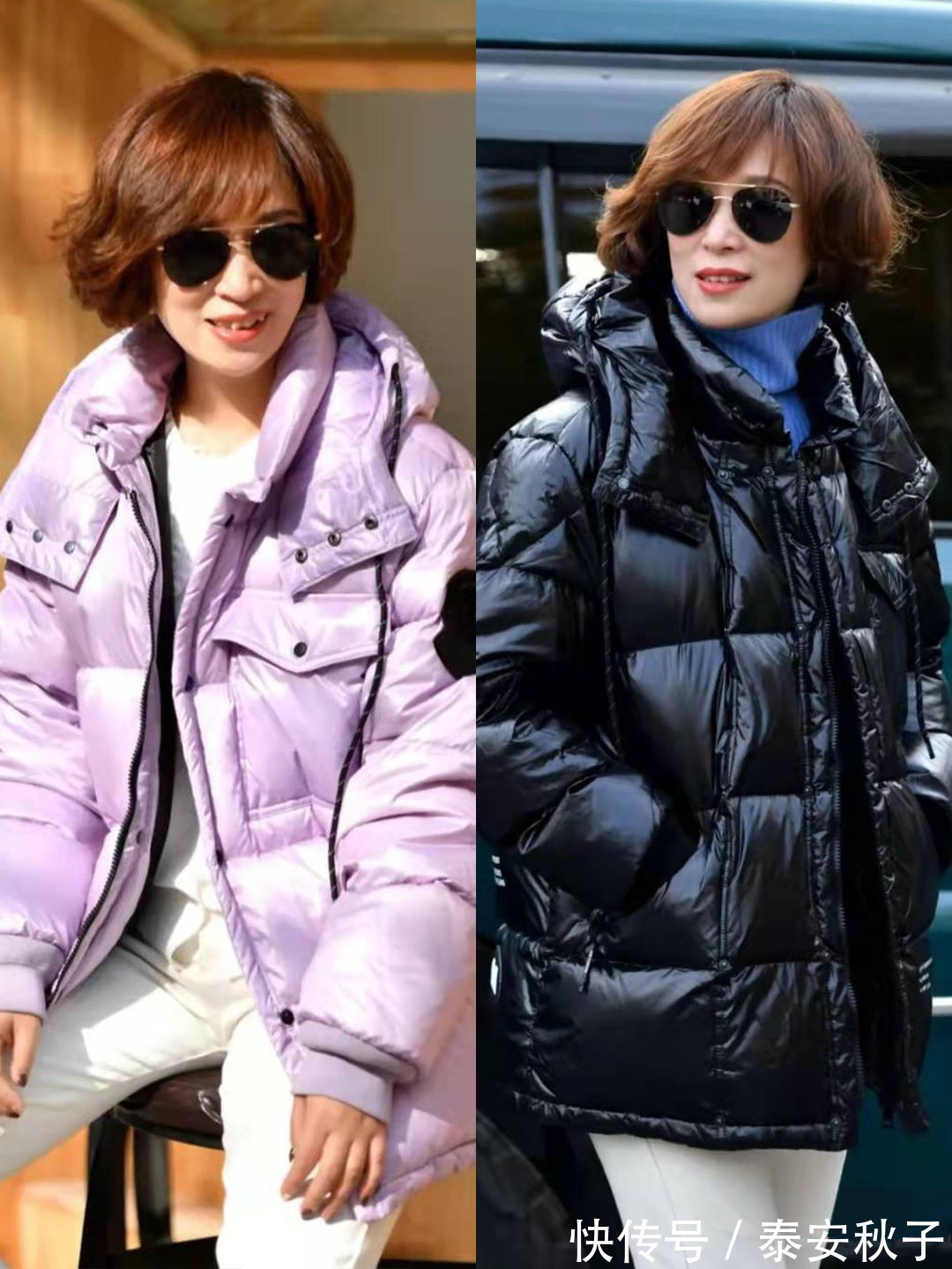 右图 建议50岁的女人:冬天多穿“羽绒服+半身裙/裤”,美得高级又大气