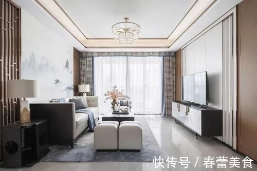 烟灰蓝|125㎡装出不一样的中式,烟灰蓝的加入更清爽,这种美看不腻