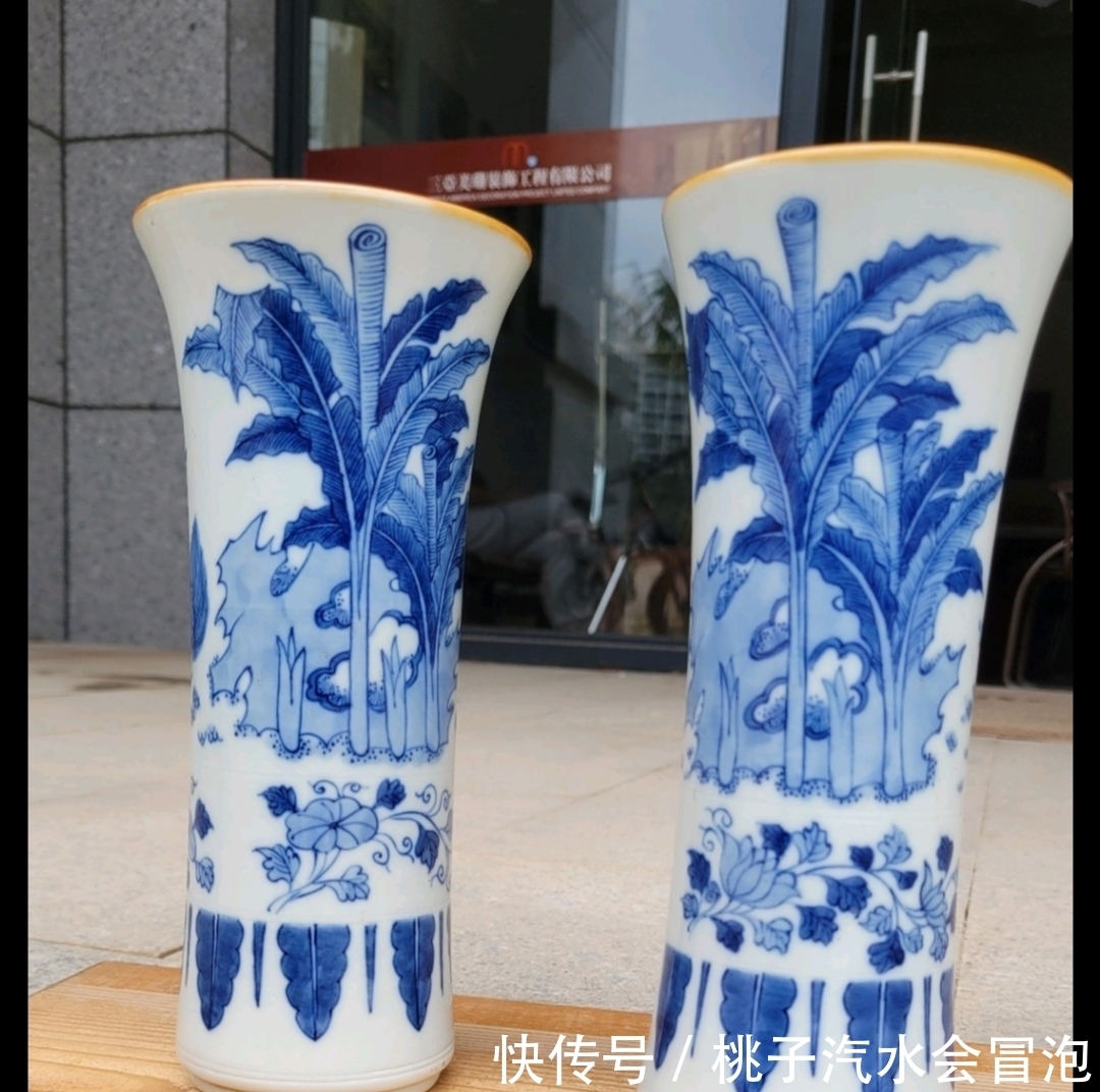 洞石@崔凯:青花花觚,仿清早期风格,有些接近