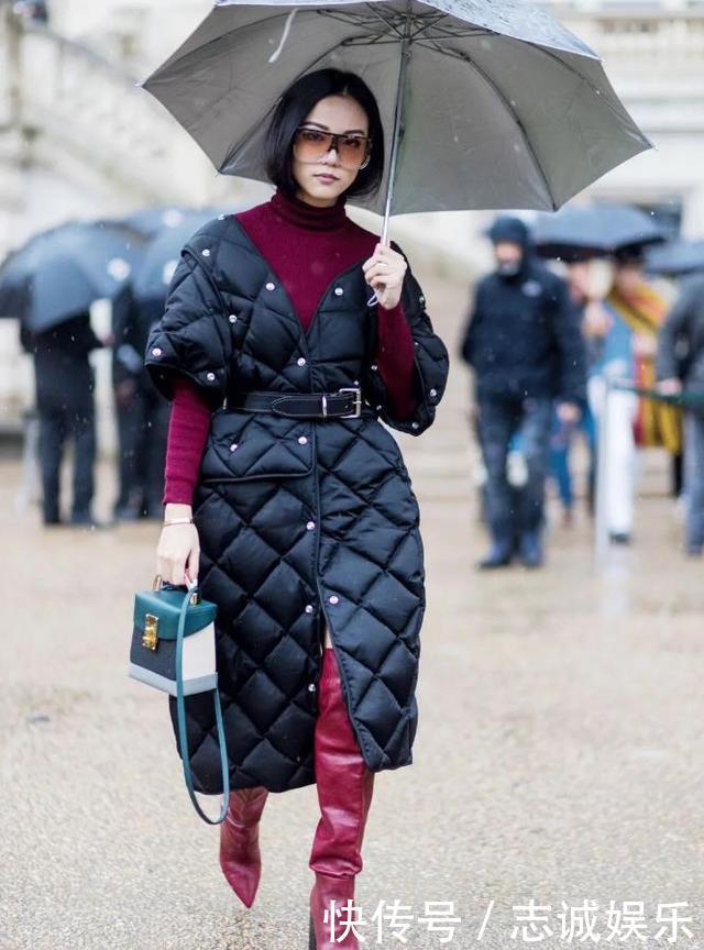 今年流行一种穿法，叫“绗缝棉服+靴子”，保暖不显臃肿，真美