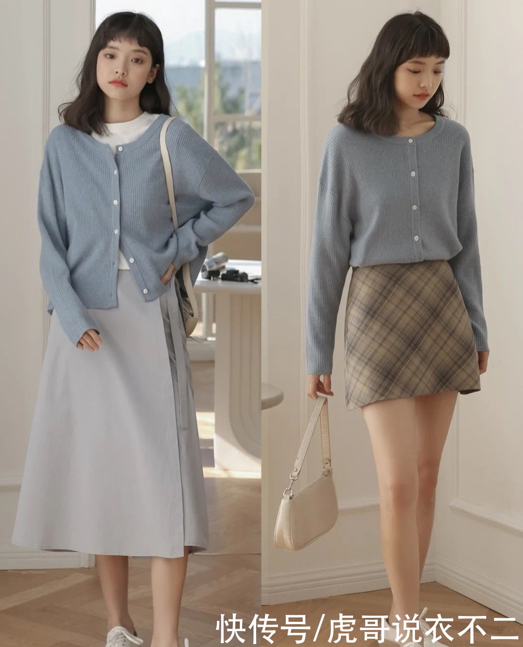 春天试试简约针织开衫，韩式“小女生风”，温柔细腻不单调