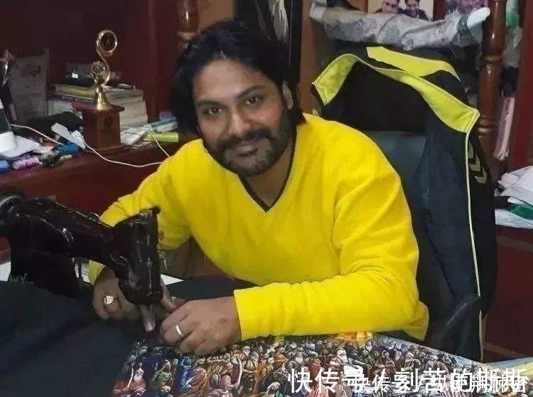 arun@比冷军还写实,独创缝纫机画画,一幅画画3年,耗费283万米线