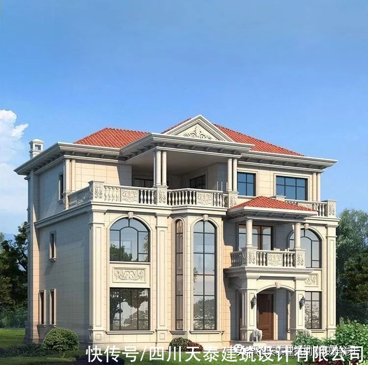 定制|四川遂宁三层欧式豪华别墅定制设计图纸 农村建房图 带旋转楼梯