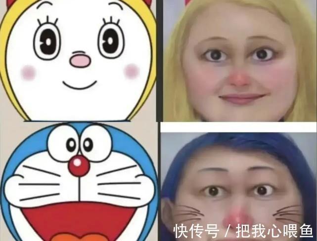 哆啦当哆啦A梦被真人化后,小夫的还原度较高,哆啦美和哆啦A梦脸大