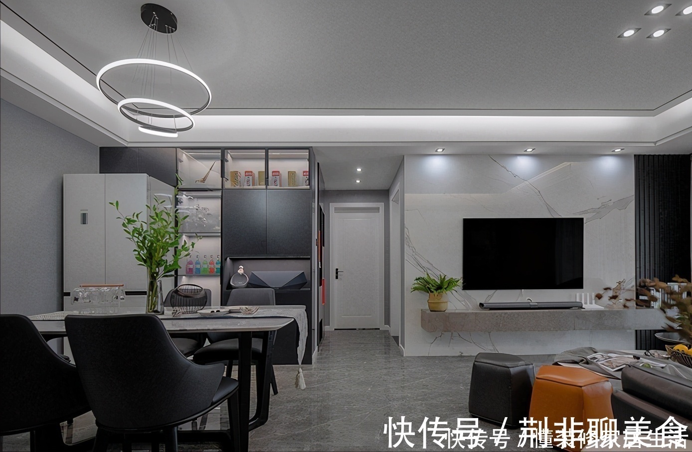 客厅|花15W装修104㎡三居室,现代风格实景,全房满满的高级感