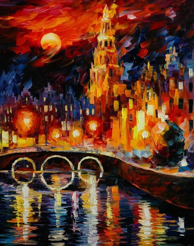 leonidafremov&现代印象以色列画家leonid afremov调色刀创作的缤纷炫丽油画