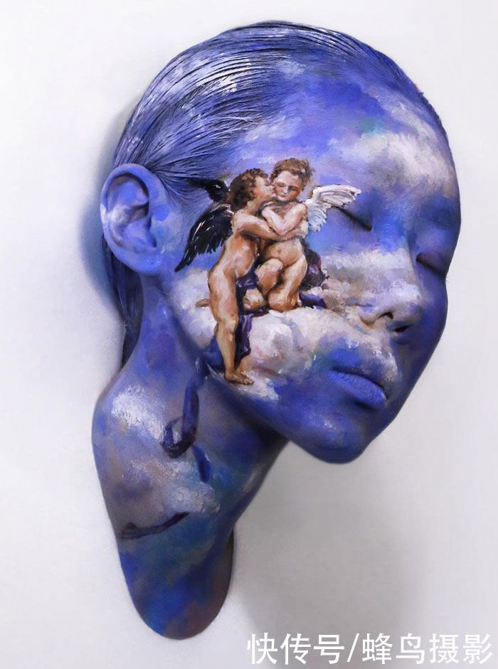 艺术家|韩国一女学生在身上画画,脸和牙齿都不放过,犹如“贞子”再现