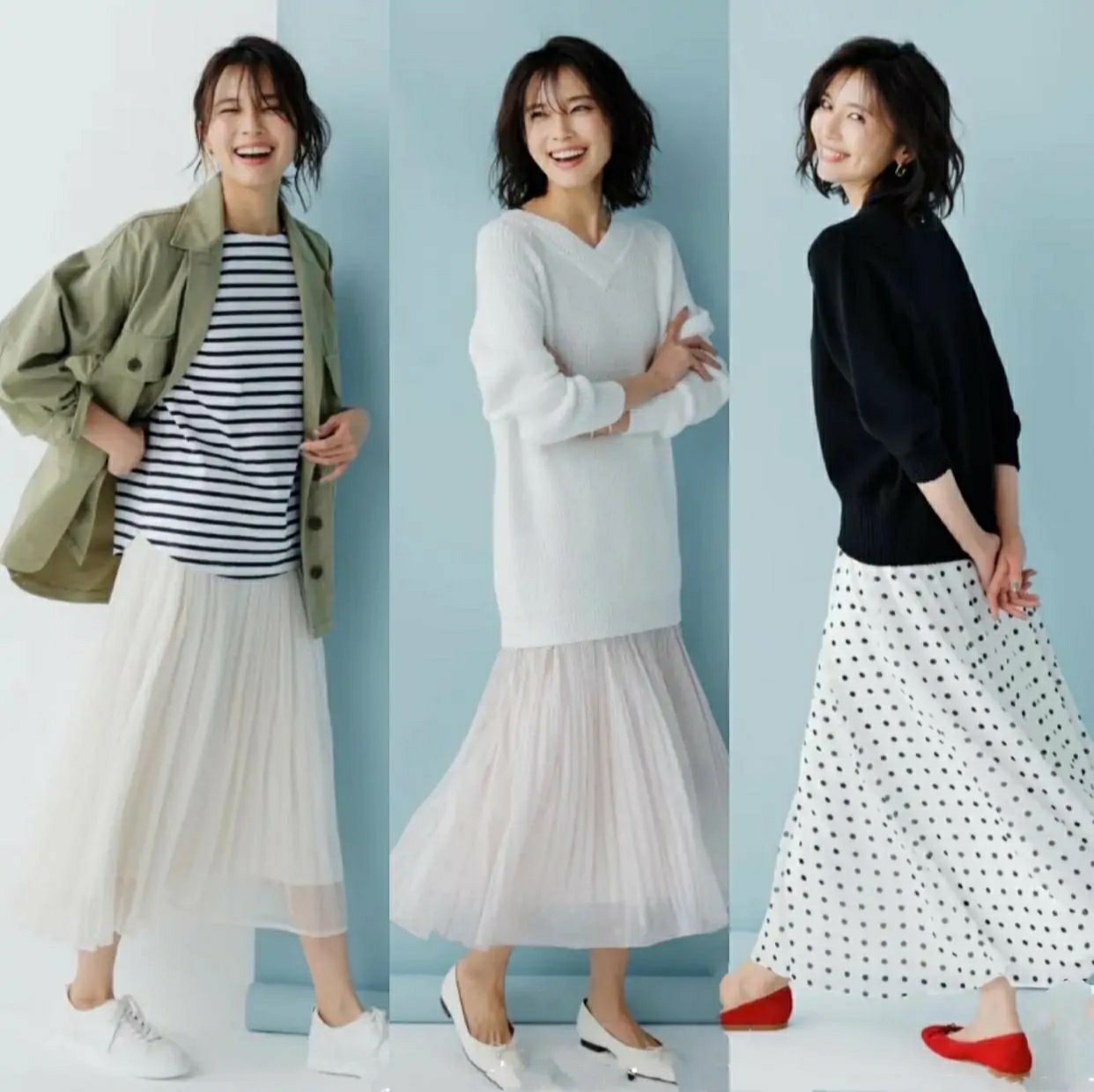 气质感|女生通勤穿搭建议,基础款上衣搭配半身裙,洋气显高又显瘦,好美