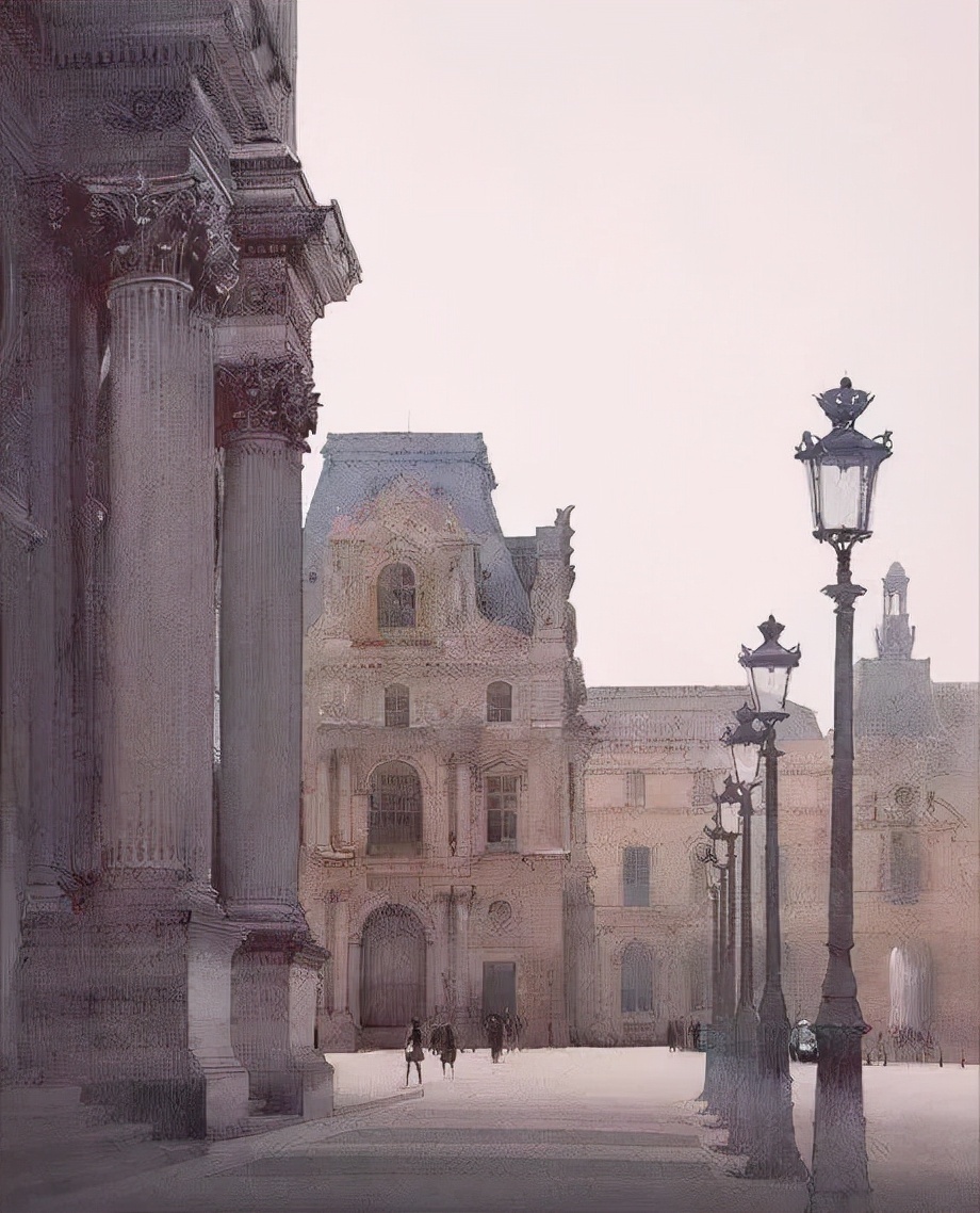 美术学院#Charles Villeneuve 的超美的城市风情水彩！