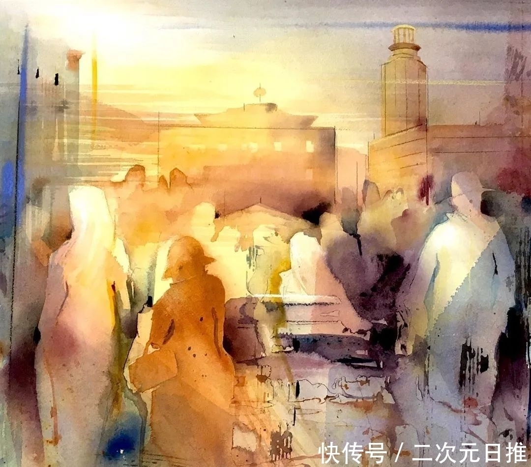 水彩画!空灵的水彩画,在抽象与写实间徘徊,把城市变得像梦境一般