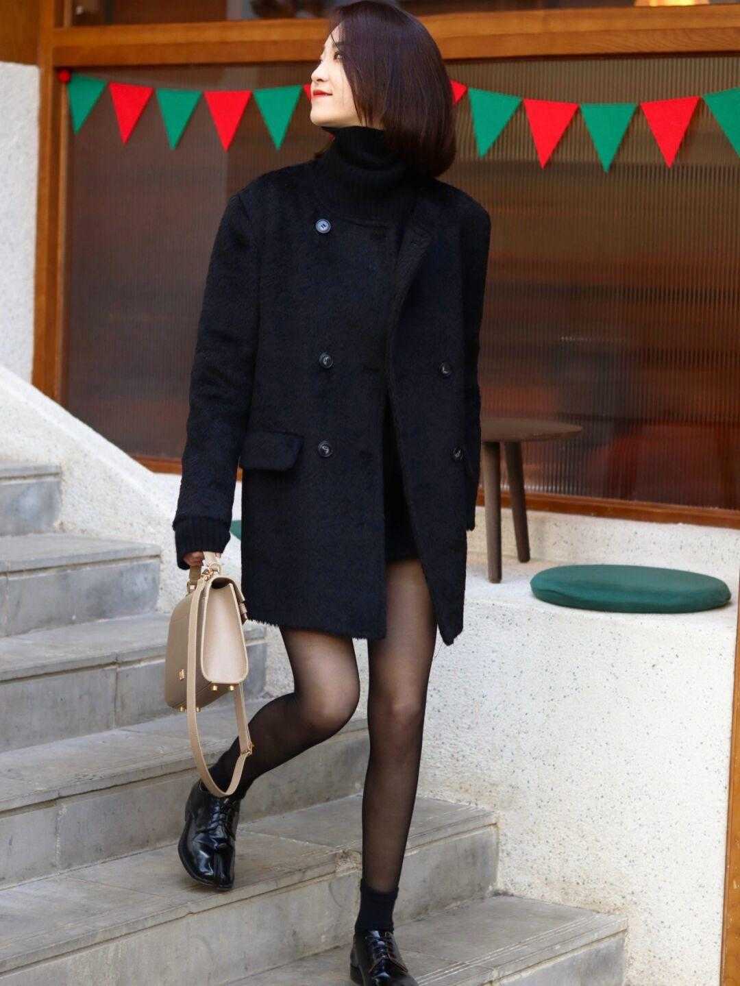 深冬|深冬穿黑色大衣才是最正确的选择,低调简约又有格调,安全感满满