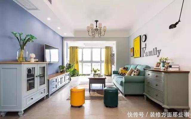 空间|112平清新美式大胆的配色,打造一个充满活力空间
