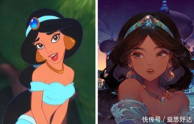艾莎|当迪士尼公主换一种画风,艾莎是最美的那个,爱丽儿公主温婉如玉