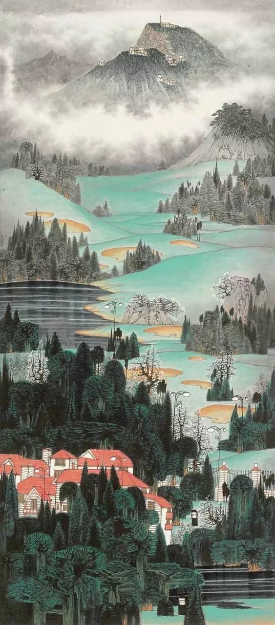 山水画$“江南鬼才”笔下的工笔山水画,色彩丰富,太震撼了!