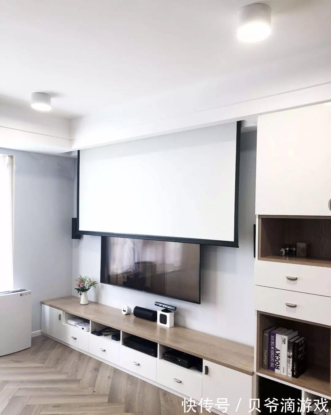 投影布|83平两室一厅，北欧风格，客厅电视和投影布都有，想看啥看啥