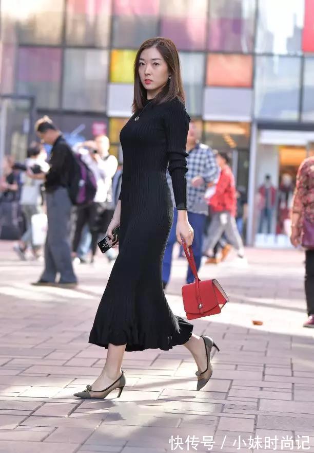 针织连衣裙|修身,典雅高贵的针织连衣裙穿搭,让你变成街头优雅女神