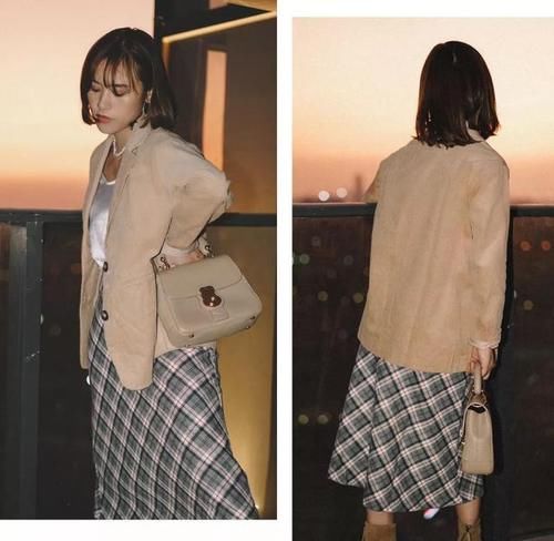 俏皮感|格纹元素不过时 半身裙配卫衣完美展示曲线