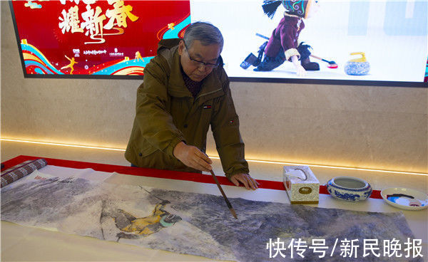 汪观清|画作送祝福“冰雪耀新春”，海派艺术家用画笔绘出奥运健儿飒爽英姿