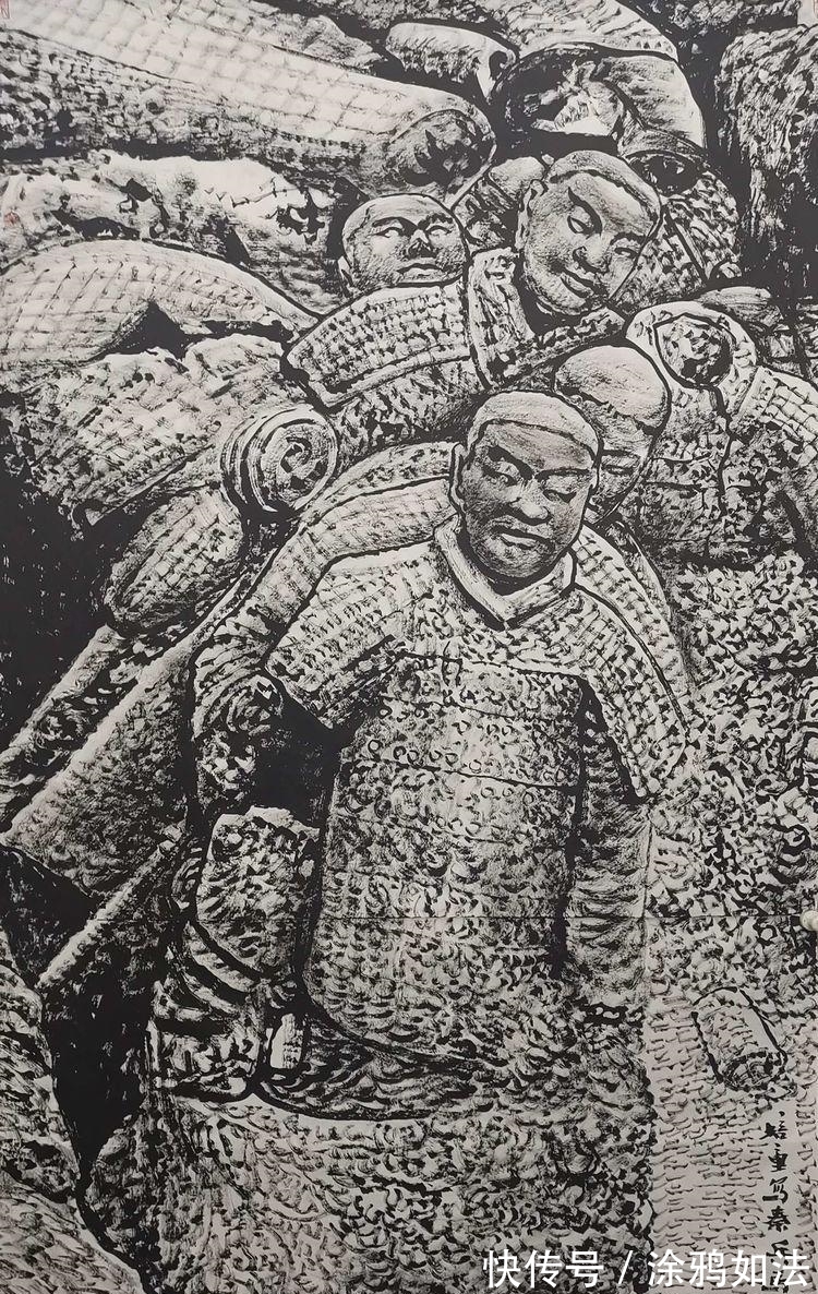 兵馬俑|秦始皇兵馬俑馬培童焦墨組畫,震動畫壇,有目共賞!