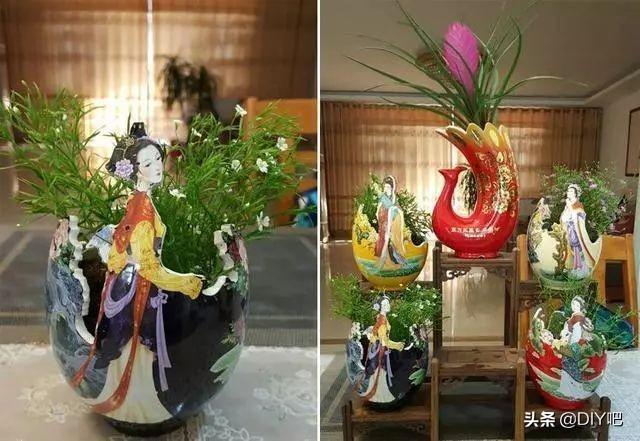 花盆不用买喝剩下的酒瓶，简单一改造，比买的花盆还漂亮