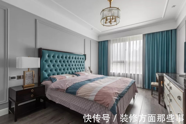 大理石|180平美式四居室,电视墙用大理石简约而不简单很高级