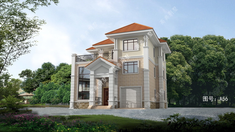 包工|简单的三层欧式别墅，户型方正大气，外观设计精巧。