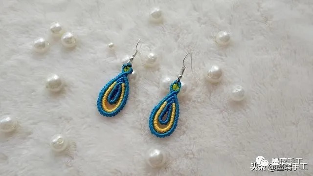 适合新手diy编的水滴型水晶耳环手工编绳