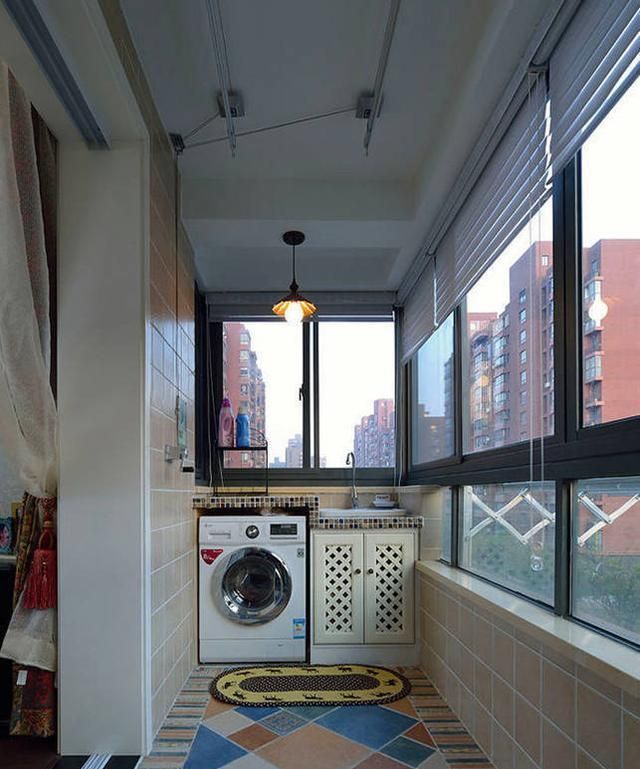 洗手台|阳台这样设计,洗衣机摆放整洁实用,不占用空间,适合大小户型