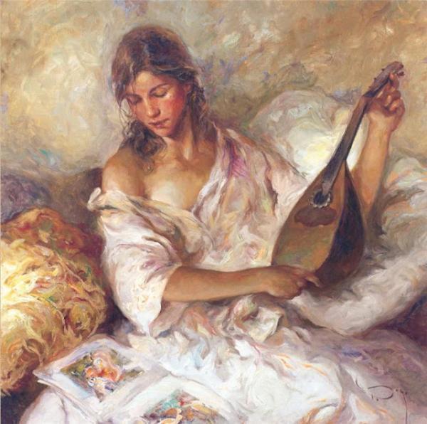 西班牙!千人一面的现代型美女;西班牙画家Jose Royo写实人物油画